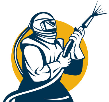 illustration of a sanblaster at work