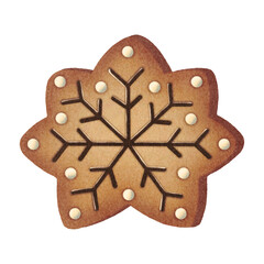 Christmas gingerbread cookie watercolor clipart