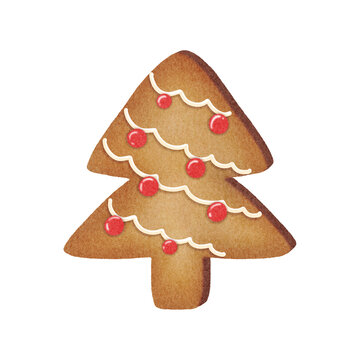 Christmas Gingerbread Cookie Watercolor Clipart