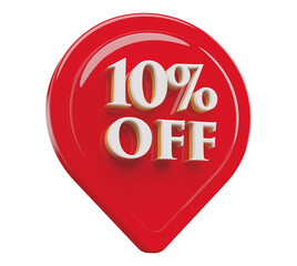icon 10 percent off 3d render