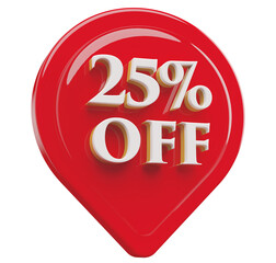 icon 25 percent off 3d render