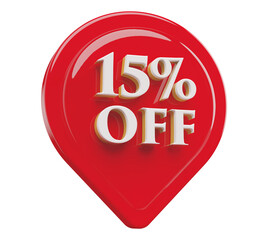 icon 15 percent off 3d render