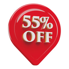 icon 55 percent off 3d render