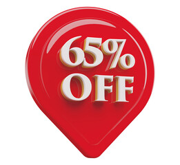 icon 65 percent off 3d render