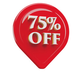 icon 75 percent off 3d render