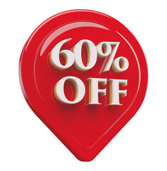 icon 60 percent off 3d render