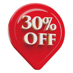 icon 30 percent off 3d render