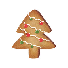 Christmas gingerbread cookie watercolor clipart