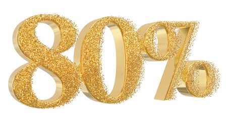 sales 80 percent gold 3d render