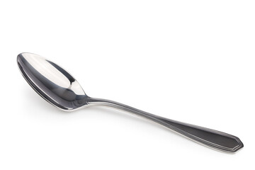 Silver spoon photo stacking side view  isolated on white background. This has clipping path.