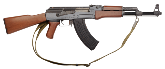 Famous Russian AK-47 assault rifles in used condition isolated on white background