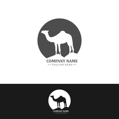 camel logo black vector. camel on desert art logo