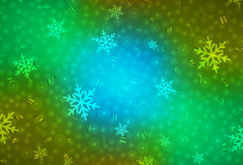 Fototapeta na wymiar Light Blue, Yellow vector pattern in Christmas style.