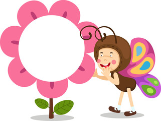 Blank sign template with children