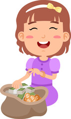 kid girl holding stack of money
