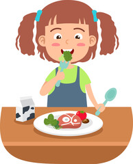 cute girl eating healthy food