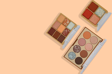 decorative cosmetics, pastel and nude eye shadow colors