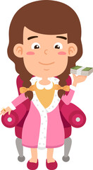 kid girl holding stack of money