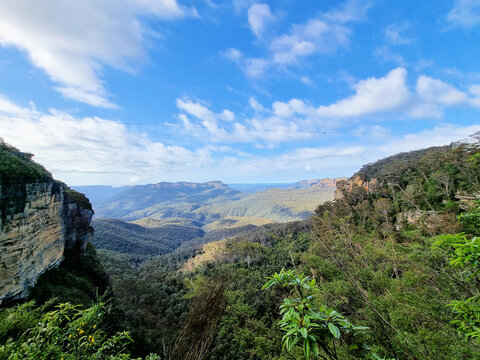 Views Over the Megalong Valley From the Prince Henry Walk in Katoomba Blue Mountains New South Wales Australia