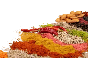 Zelfklevend Fotobehang Composition of various spices on white background © BillionPhotos.com