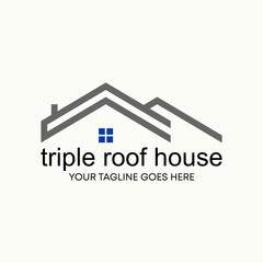 Fototapeta premium Simple and unique shape line three or triple roof house homes image graphic icon logo design abstract concept vector stock. Can be used as symbol related to property or living