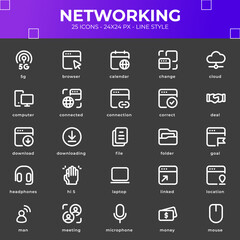 Networking Icon Pack With Black Color