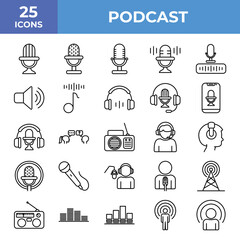 Podcast Icon, Icon Set, Collection, Icons Logo Design Vector Template Illustration Sign And Symbol Pixels Perfect