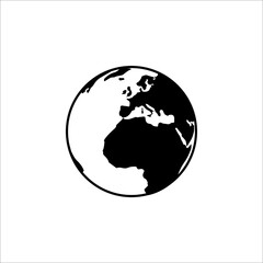 planet Earth icon. Globe flat design style on white background, vector illustration