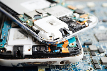 Repairing and upgrade mobile phone, electronic, computer hardware and technology concept.