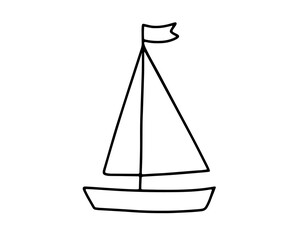 Hand drawn doodle boat or sailboat. Sketch vector illustration isolated on white