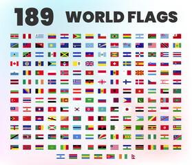 Fototapeta na wymiar 189 World flags, Set of flags of different countries