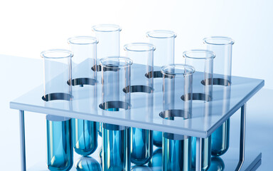 Test tubes in the lab, 3d rendering.