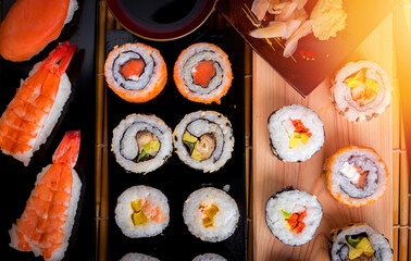 Sushi Set nigiri and sushi rolls