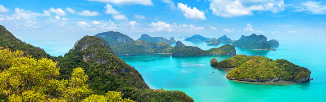 Ang Thong National Marine Park, Angthong Marine Park, Surat Thani, Thailand, Southeast Asia, beautiful tropical islands panoramic view, paradise nature landscape, seascape panorama, vacation, travel