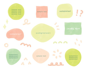 水彩の幾何学模様フレーム　緑