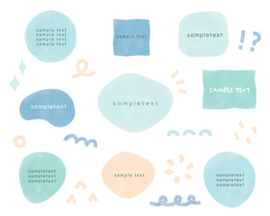 水彩の幾何学模様フレーム　水色