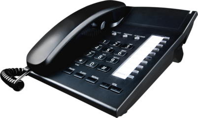 Retro black  phone on white background