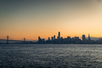 Fototapeta na wymiar Sunset on the skyline of San Francisco in California