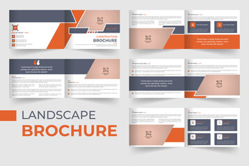 Construction brochure design template with modern shape