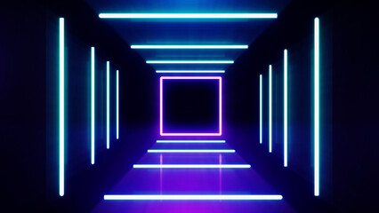 Abstract Sci-Fi retro style of the 80s. Laser neon bright background. Design for banners advertising technologies.