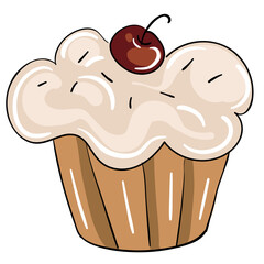 Cherry cupcake vector illustration