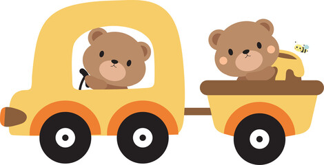 Bear and Bee with Honey Clipart