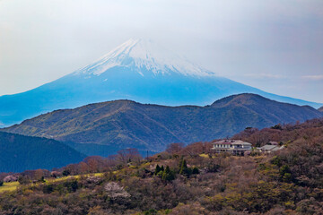 Mt. Fuji seen from Komagatake viewpoint at Mt. Komagatake in Hakone town, Kanagawa, Japan.