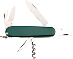 Multipurpose knife isolated on white with all neccessary tools all in one