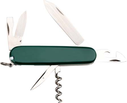 Multipurpose knife isolated on white with all neccessary tools all in one