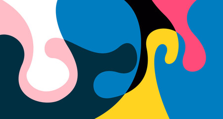 Abstract liquid shape. Fluid geometric design. Isolated gradient waves with geometric lines, dots, batik Indonesia pattern. Vector illustration.