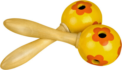 Colorful traditional maracas isolated on white