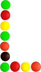 Frame of bright dots on white background