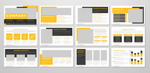 corporate presentation layout template with minimalist style use for company infographic