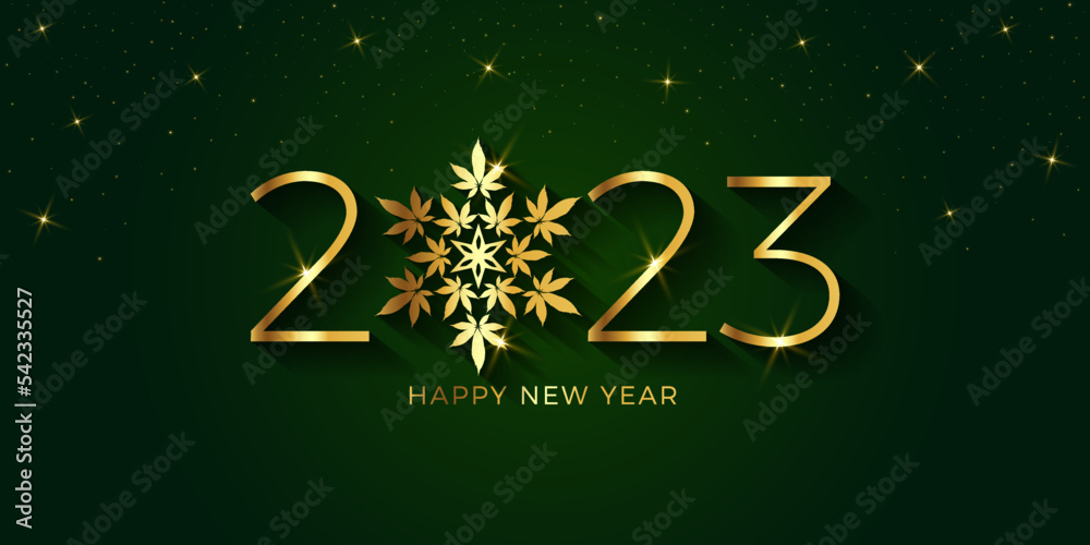 Poster Happy New Year 2023 marijuana snowflake